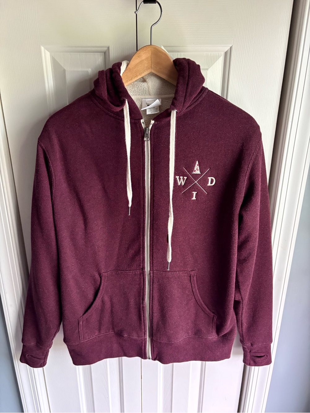 Walt Disney Imagineering Maroon Full Zip Hooded Sweatshirt Embroidery Size Small